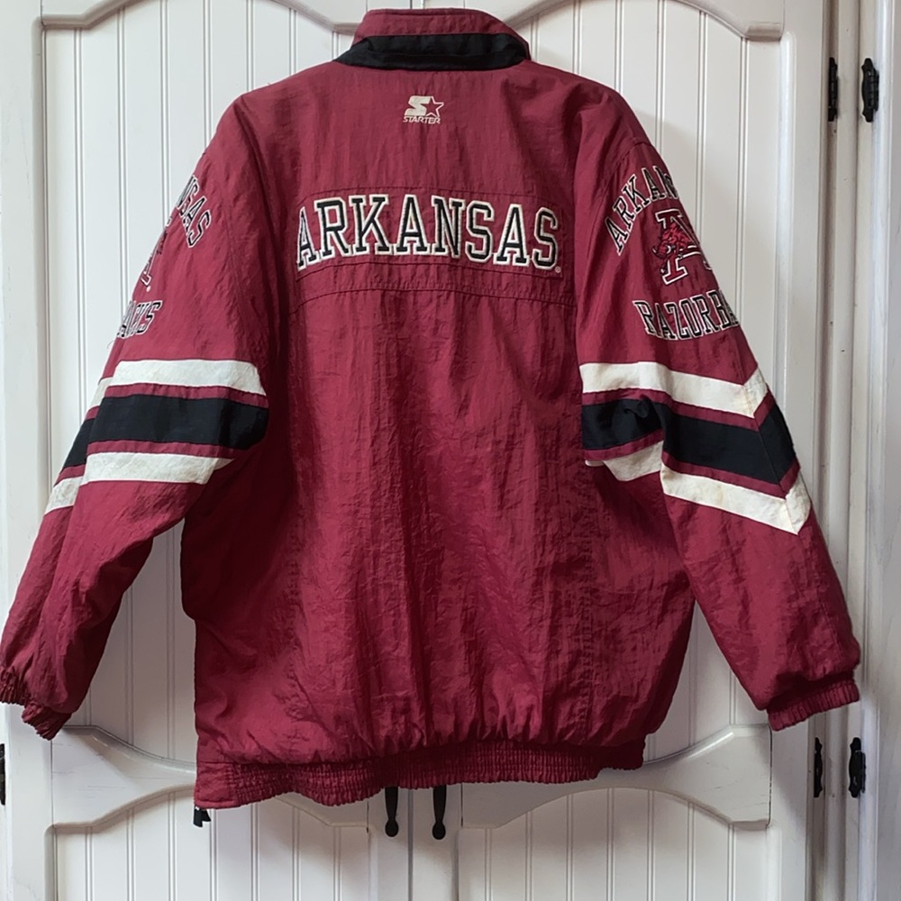 90s Arkansas Razorbacks Jacket Coat XL Vintage Starter - Picture 3 of 8